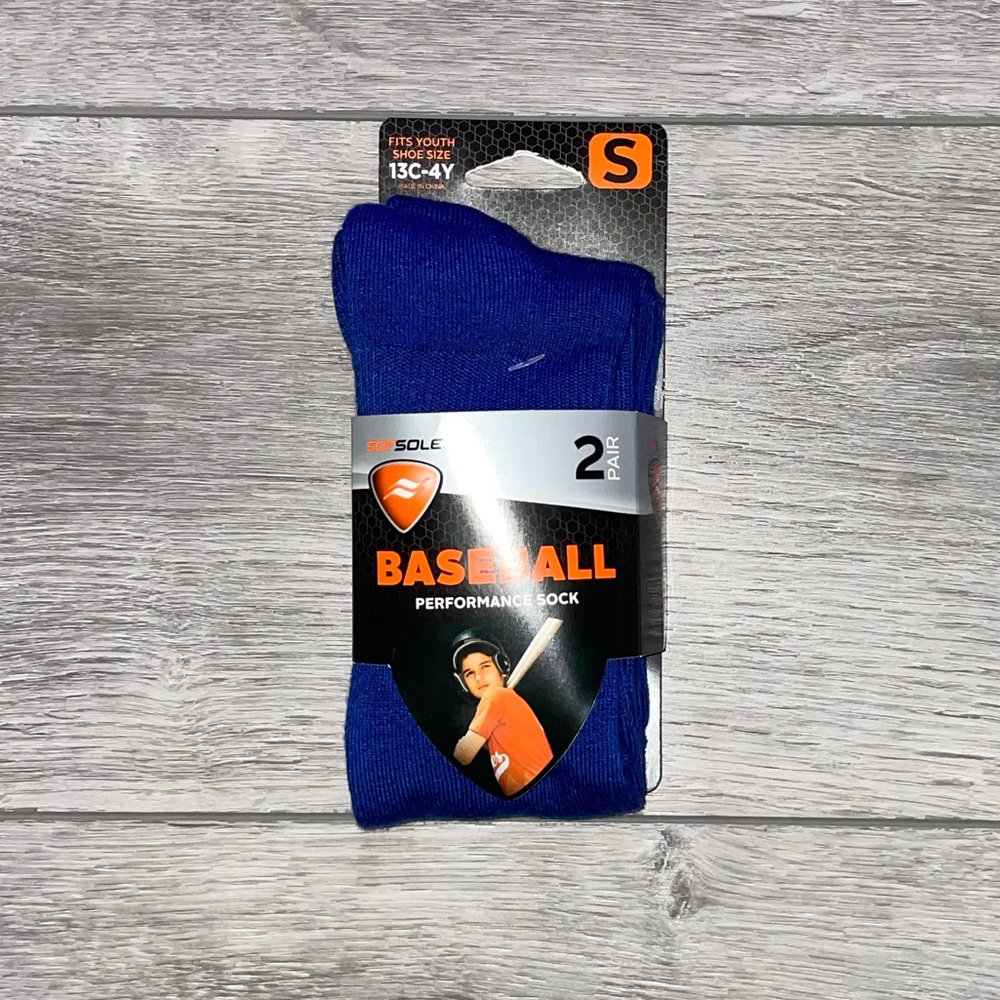 Youth baseball performance socks (2 pair) in blue